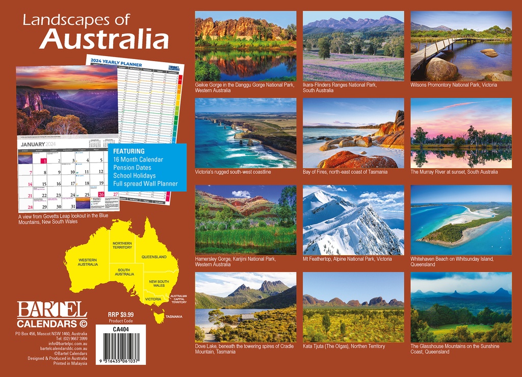 Landscapes Of Australia 2024 Calendar Ryft